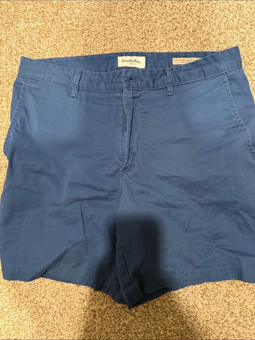 Goodfellow & Co Navy Blue Flat Front Chino Shorts 30 waist 7in inseam